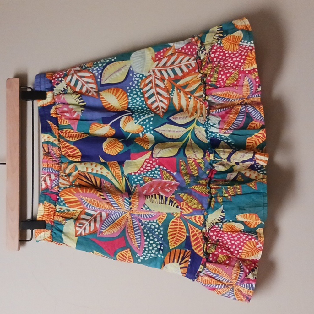 Cynthia Rowley Colorful Leaf Print Cotton Mini Skirt Size M - Picture 8 of 12